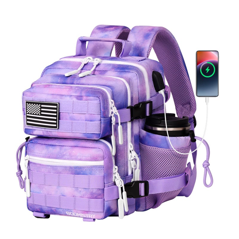 Boomistry 15L Mini Tactical Backpack Small Tactical Backpack for Women Military Backpack for Gym Hiking Daily Purple Nebula15L - Image 2