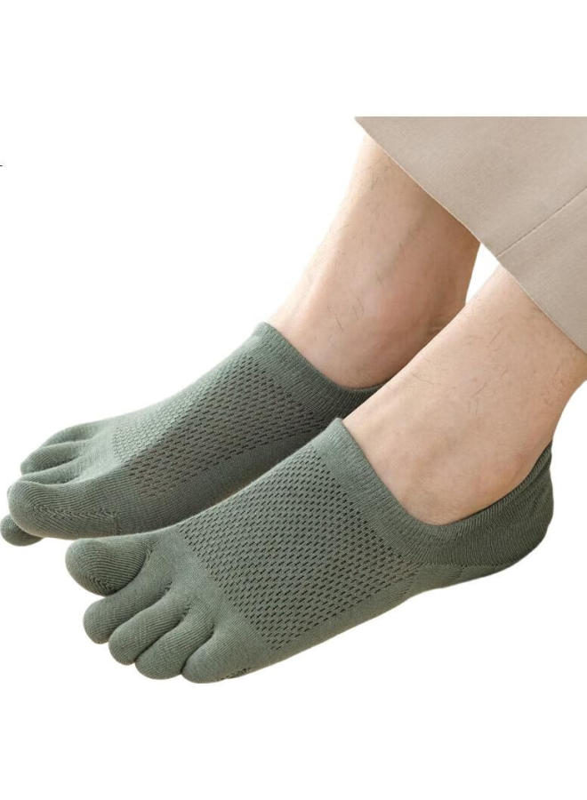Modal 5 Pairs Men'S Short Toe Socks Spring Summer 7A Antibacterial Odor-Resistant Socks Toe Separated Socks Sports Silicone Non-Slip Mesh Socks - Image 1