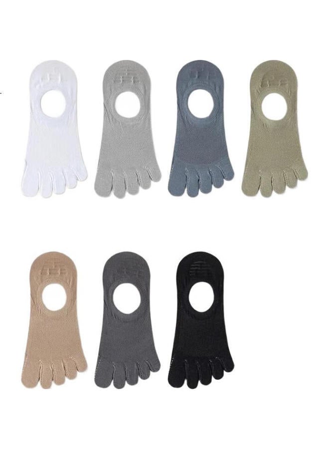 Modal 5 Pairs Men'S Short Toe Socks Spring Summer 7A Antibacterial Odor-Resistant Socks Toe Separated Socks Sports Silicone Non-Slip Mesh Socks - Image 2