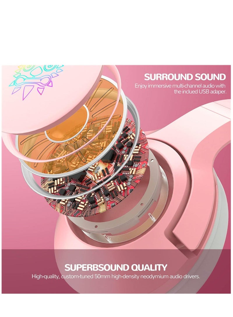 Gaming Headset Computer Headsets with Microphone,Enc Noise Reduction Hifi 3.5 Channel Rgb Wired Headphone - Image 5