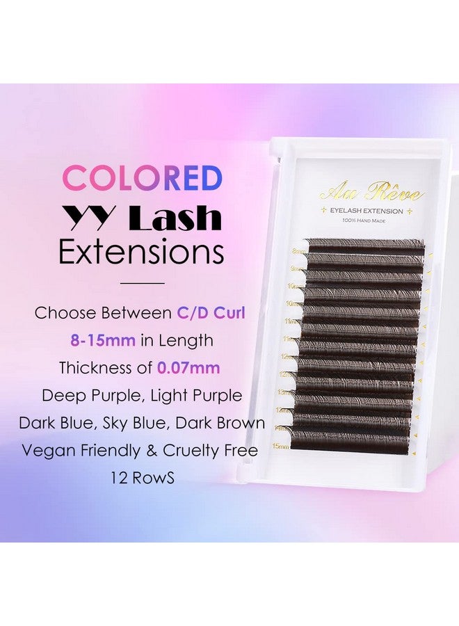AuReve Y Lashes Extensions Colored Yy Lashes Premade Fans Brown Eyelash Extensions D Curl 0.07Mm 815Mm Mixed Tray Y Shape Easy Fan Volume Lashes Supplies (Yy0.07D,Deep Brown) - Image 4