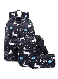 HALAMODO 3PCS School Backpack Set, Portable Unicorn Casual Daypack for Boys Girls, Students Shoulder Bag, Laptop Backpack, with Sling Crossbody Bag and Storage Book Bags, College Office Travel  - Image 2