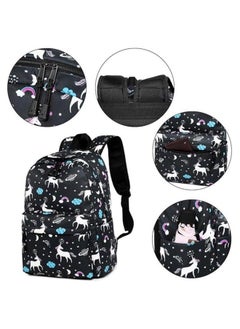 HALAMODO 3PCS School Backpack Set, Portable Unicorn Casual Daypack for Boys Girls, Students Shoulder Bag, Laptop Backpack, with Sling Crossbody Bag and Storage Book Bags, College Office Travel  - Image 4