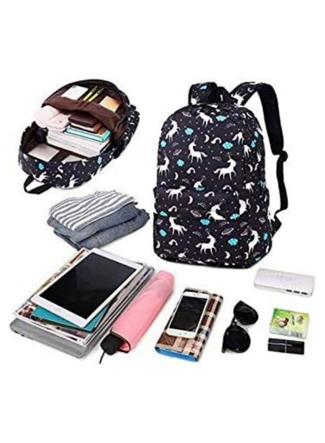 HALAMODO مجموعة حقيبة مدرسية 3 قطع، حقيبة يونيكورن محمولة عصرية للأولاد والبنات، حقيبة كتف للطلاب، حقيبة لابتوب، مع حقيبة كتف وحقيبة تخزين للكتب، للسفر إلى الكلية أو المكتب - Image 5