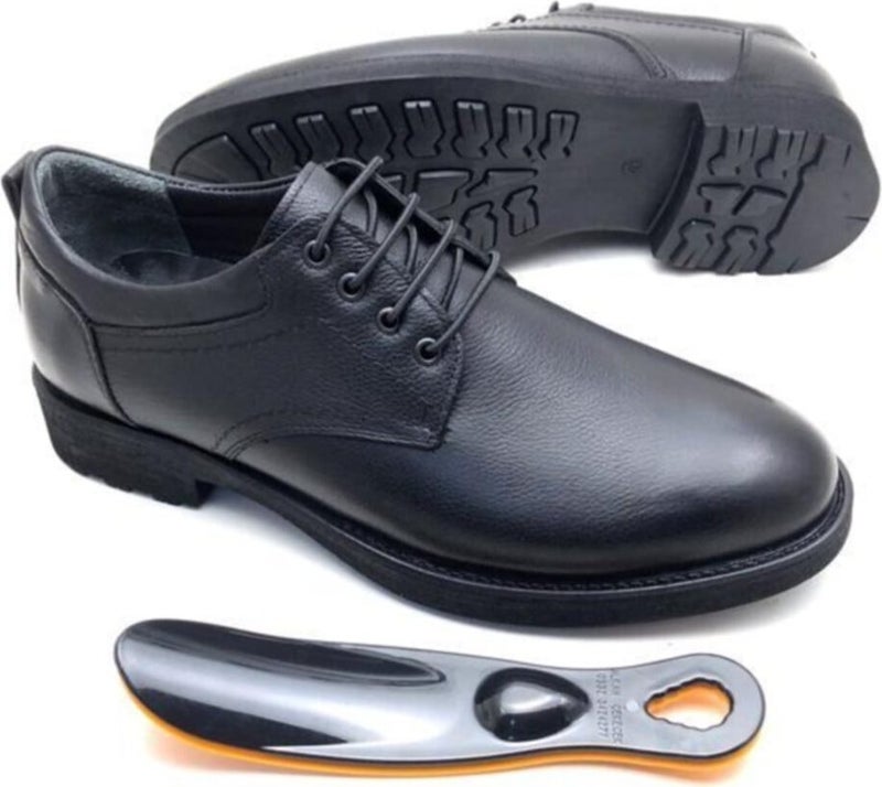 Derilax Men's Black Leather Orthopedic Winter Shoes  - Image 1