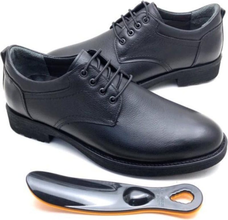 Derilax Men's Black Leather Orthopedic Winter Shoes  - Image 2