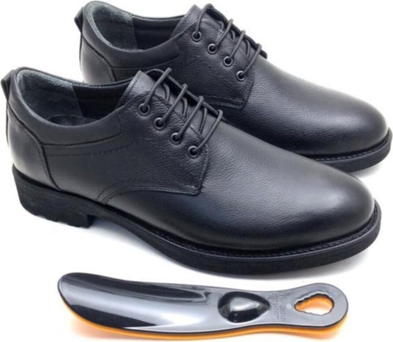 Derilax Men's Black Leather Orthopedic Winter Shoes  - Image 4