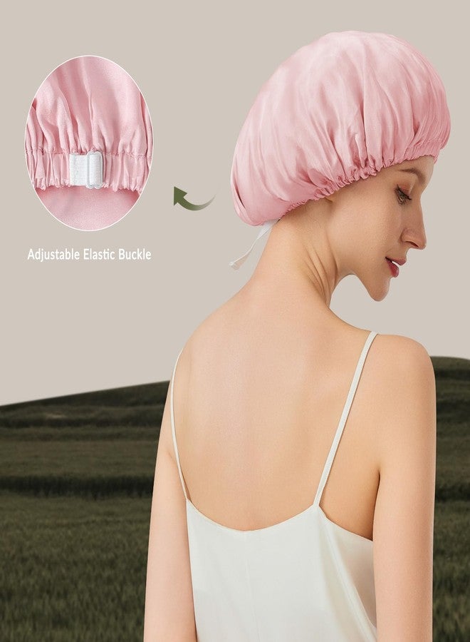 NatureKess Mulberry Silk Bonnet for Sleeping Women, Double-Layer 22 Momme Grade-6A 100% Silk Hair Wrap with Adjustable Elastic Band Stay On Head (1PCS,Pink) - Image 4