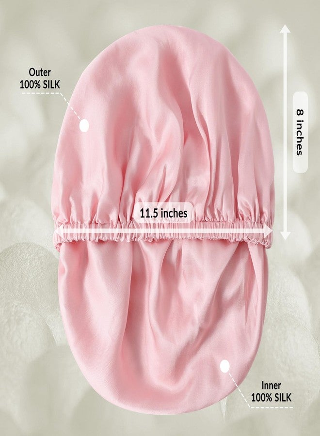 NatureKess Mulberry Silk Bonnet for Sleeping Women, Double-Layer 22 Momme Grade-6A 100% Silk Hair Wrap with Adjustable Elastic Band Stay On Head (1PCS,Pink) - Image 5