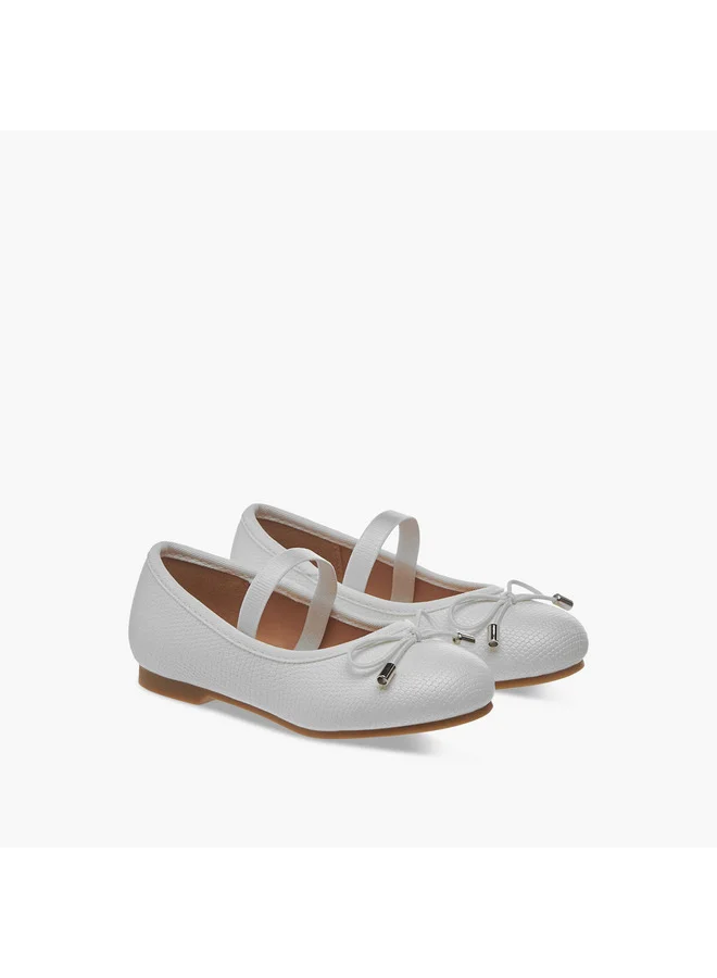 جونيورز Girls Bow Accent Slip-On Ballerina Shoes with Elasticated Strap