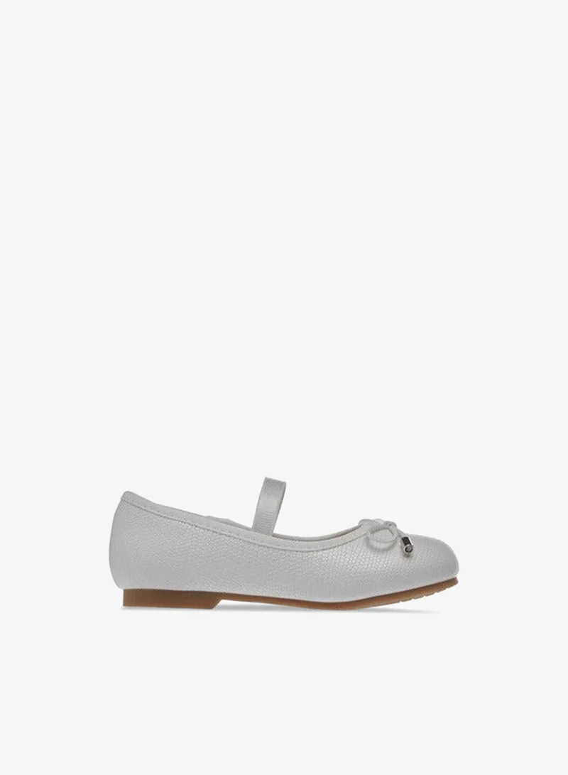 JUNIORS Girls Bow Accent Slip-On Ballerina Shoes with Elasticated Strap