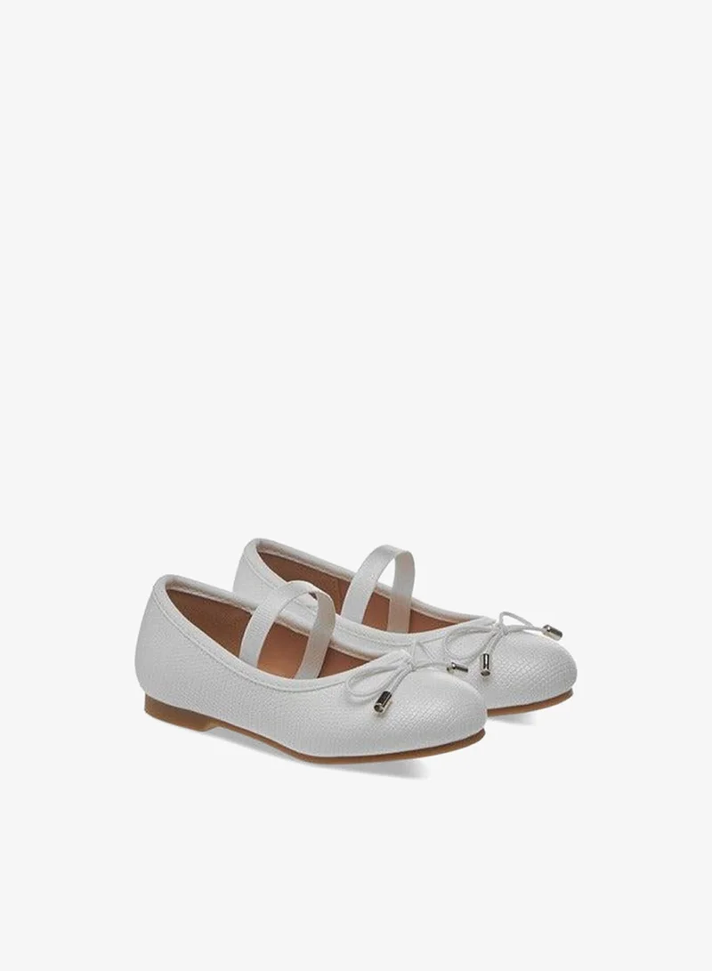 JUNIORS Girls Bow Accent Slip-On Ballerina Shoes with Elasticated Strap