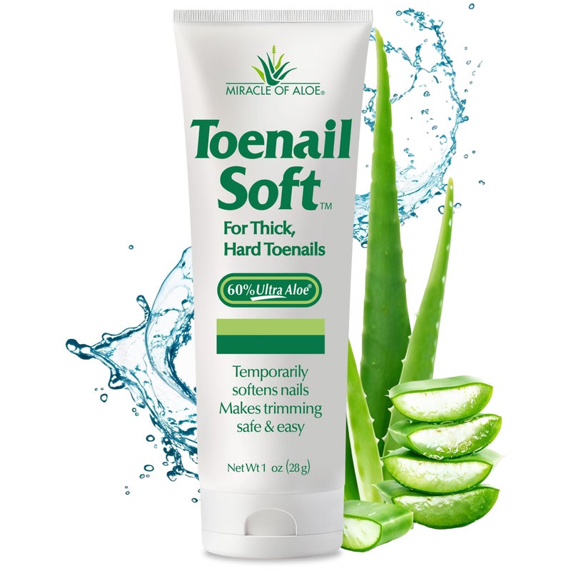 Miracle of Aloe Toenail Softener for Thick Hard Toenails - Safe for Seniors & All Ages - Fast-Acting Toenail Softening Cream - Ingrown Toenail Treatment - Non Greasy Nail Cream Formulated with Natural Aloe Vera, 1 oz - Image 1