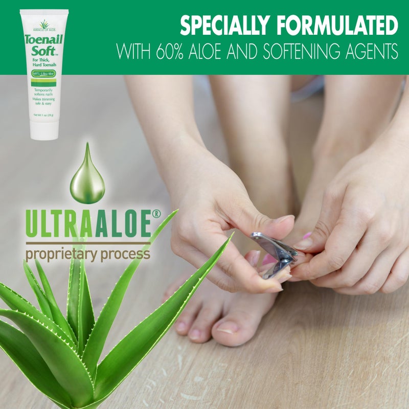 Miracle of Aloe Toenail Softener for Thick Hard Toenails - Safe for Seniors & All Ages - Fast-Acting Toenail Softening Cream - Ingrown Toenail Treatment - Non Greasy Nail Cream Formulated with Natural Aloe Vera, 1 oz - Image 3