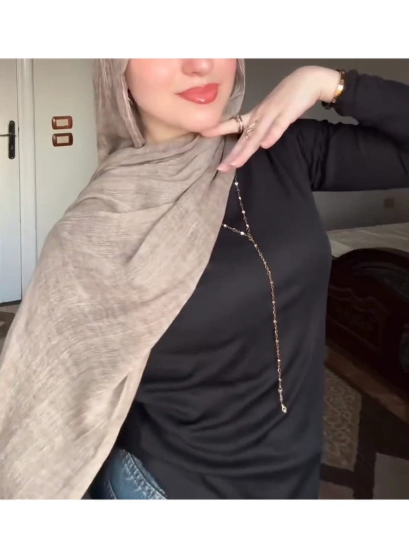 Luxuria Thai Raveld scarf in mocha color - lightweight, lightweight for a distinctive look. - Image 2