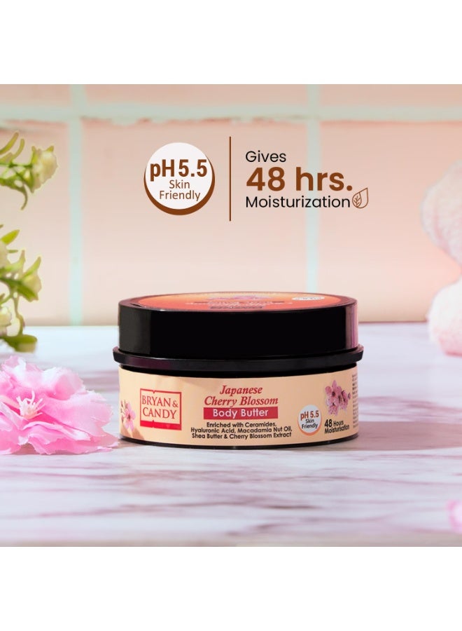 BRYAN & CANDY Japanese Cherry Blossom Body Butter 200g |Ph5.5 Skin Friendly | 48hrs Moisturization | 100% Vegan - Image 3