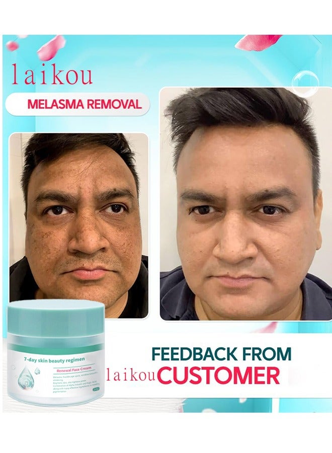 Laikou Renewal Face Cream 7Day Skin Beauty Regimen Melasma，Freckles Age Spots，Wrinkles Smoother ,Dark Spots Cream, for Melasma and Freckles Treatment for All Skin Types,Anti-wrinkle Face Cream - Image 3