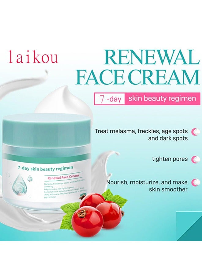 Laikou Renewal Face Cream 7Day Skin Beauty Regimen Melasma，Freckles Age Spots，Wrinkles Smoother ,Dark Spots Cream, for Melasma and Freckles Treatment for All Skin Types,Anti-wrinkle Face Cream - Image 5