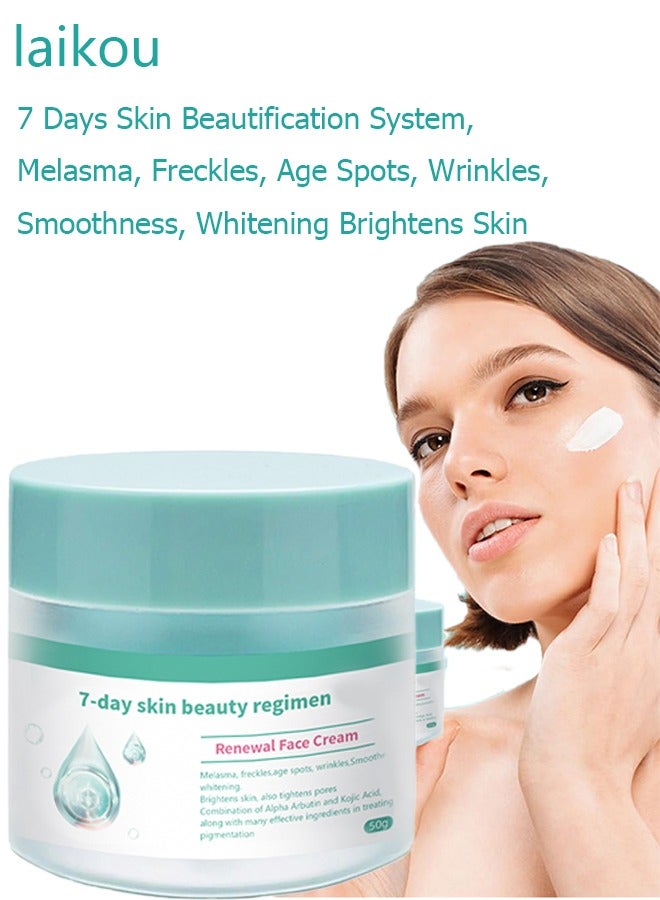 Laikou Renewal Face Cream 7Day Skin Beauty Regimen Melasma，Freckles Age Spots，Wrinkles Smoother ,Dark Spots Cream, for Melasma and Freckles Treatment for All Skin Types,Anti-wrinkle Face Cream - Image 1