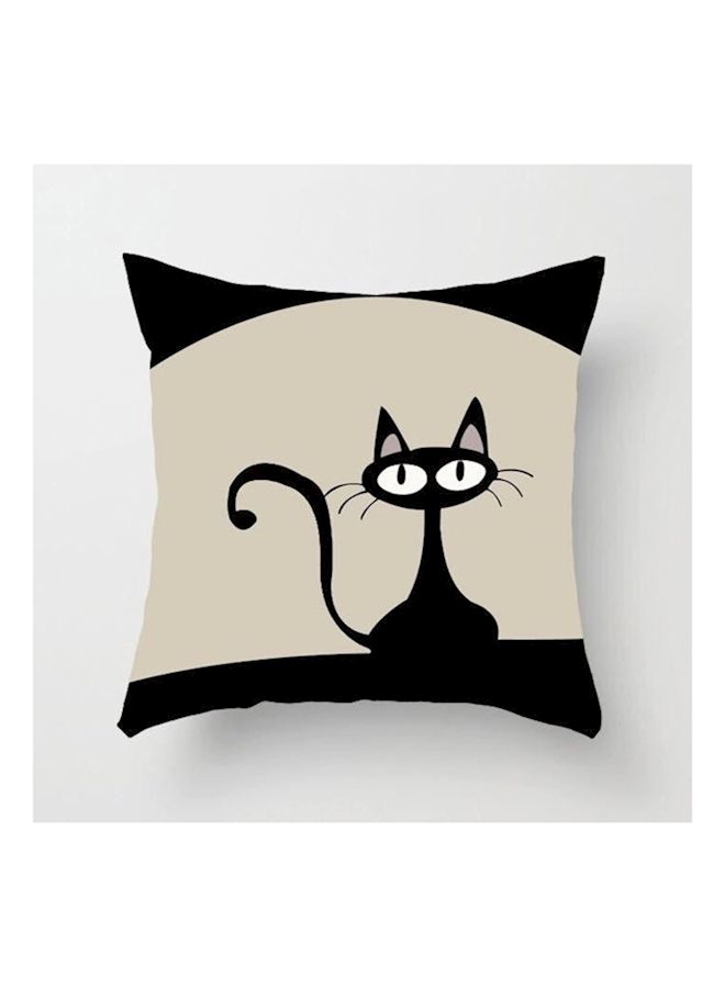 NIBEMINENT Decorative Printed Cushion Velvet Black/Beige/White