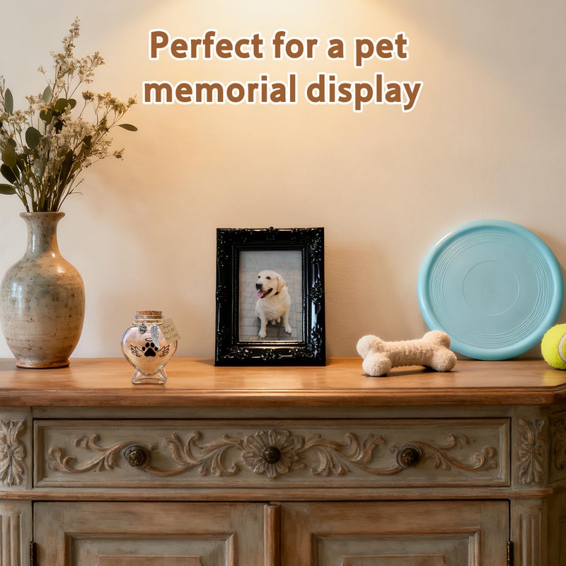 HAMUIERS Pet Memorial Gift for Loss of Dog or Cat, Heart Shape Glass Jar & Bottle for Fur, Hair, Whiskers or Ashes Keepsake Urn with Cork Top, Charms for Cute Rainbow Bridge Memorial, Dog - Image 5