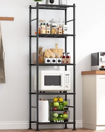 Sakugi Storage Shelves 5 Tier Shelf Organizer Heavy Duty Garage Shelving Unit with Leveling Feet Stable Metal Shelves Organizer for Pantry Kitchen and Closet 184 W x 126 D x 574 H Black - Image 1
