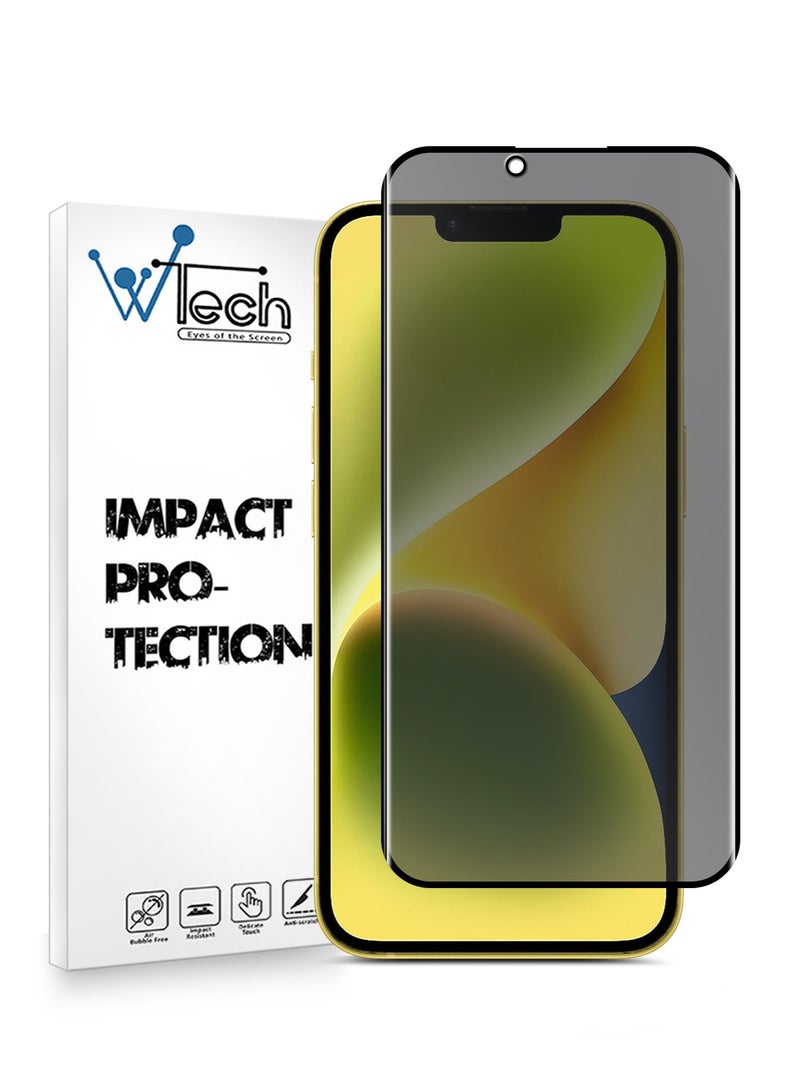 Wtech Apple iPhone 15 Plus 2023 Premium E2E Privacy Full Glue Full Cover Tempered Glass Screen Protector (MSGECP) - Clear/Black - Image 1