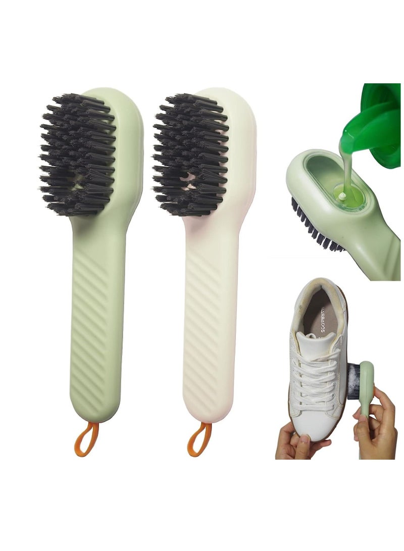Excefore Automatic Shoe Brush,2 Pcs Cleaning Brush For Shoes, Press Type Automatic Liquid Adding Brush, Press Type Cleaning Brush, for Carpet Floor Sink Bathroom Household Cleaning Brushes - Image 1