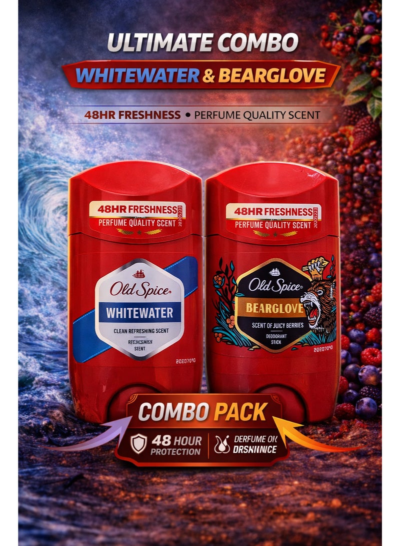 Whitewater & Bearglove Deodorant Stick 48H Freshness 2x50 ml