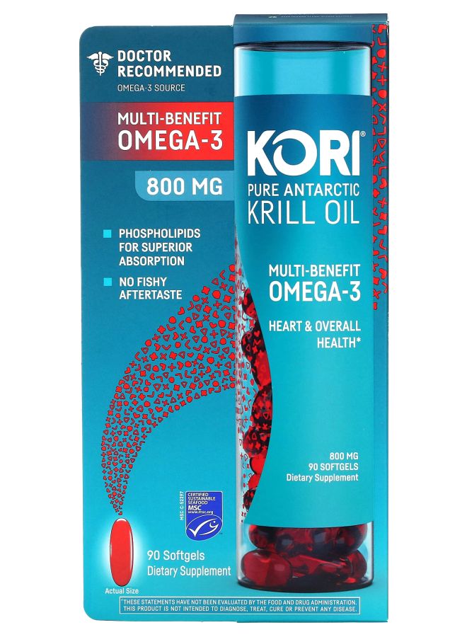Kori Pure Antarctic Krill Oil Multi-Benefit Omega-3 800 mg 90 Softgels - Image 1