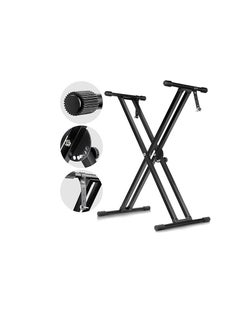 Adjustable Keyboard Stand Double Braced X Style Digital Piano Stand with Locking Straps for 61 76 88 Keys Double Braced Support Legs with Locking Strap