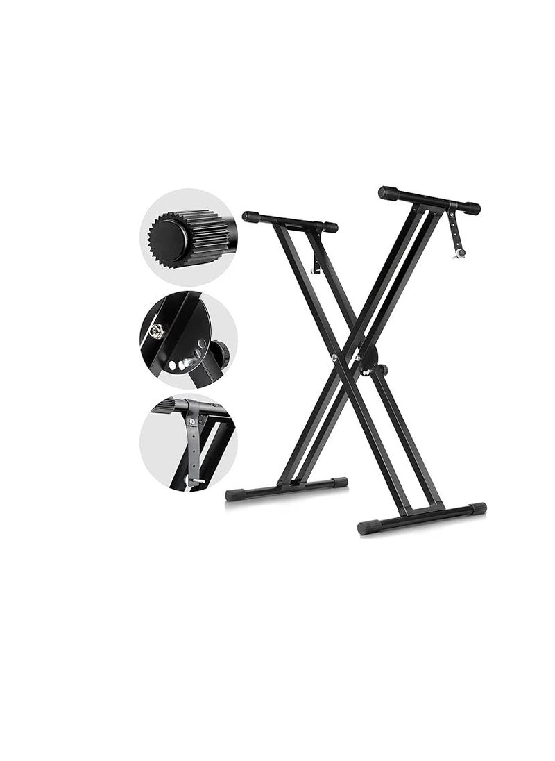 Megarya Adjustable Keyboard Stand Double Braced X Style Digital Piano Stand with Locking Straps for 61 76 88 Keys Double Braced Support Legs with Locking Strap  - Image 1
