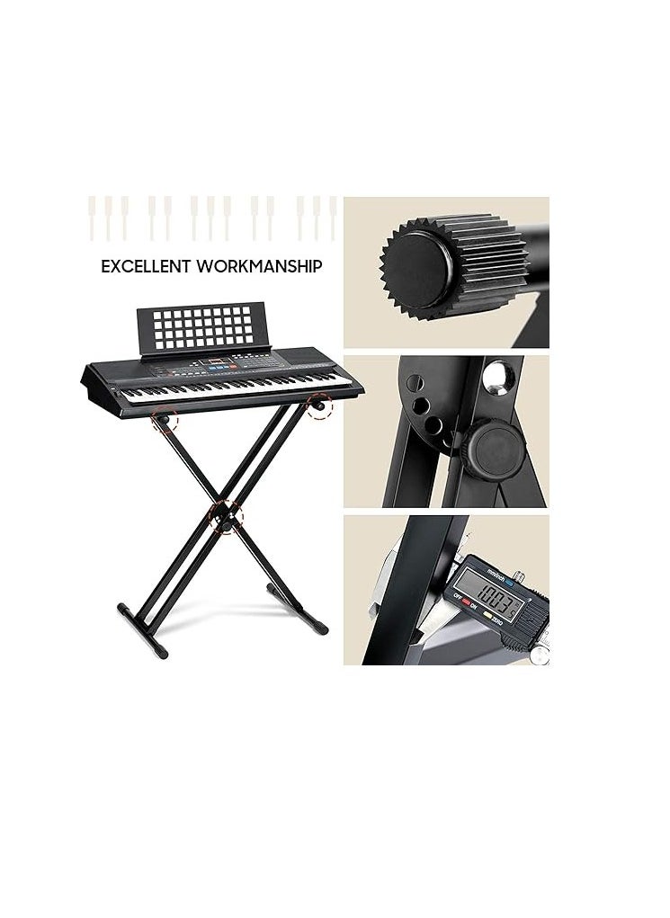 Megarya - Adjustable Keyboard Stand Double Braced X Style Digital Piano Stand with Locking Straps for 61 76 88 Keys Double Braced Support Legs with Locking Strap - Image 1