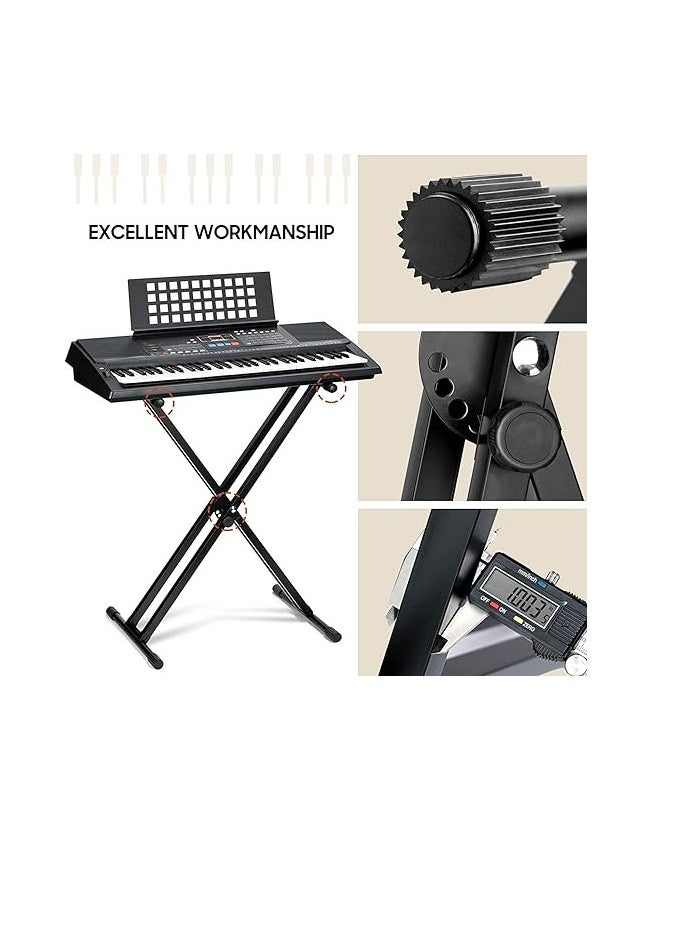 Megarya Adjustable Keyboard Stand Double Braced X Style Digital Piano Stand with Locking Straps for 61 76 88 Keys Double Braced Support Legs with Locking Strap  - Image 5