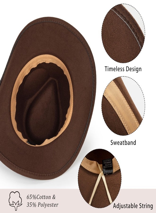 Mealah Western Cowboy Cowgirl Hat for Kids Boys Girls Felt Fedora Hats (for Kids 3-6 Years) (US, Age, 4 Years, 8 Years, Coffee with Bull Head Belt) - Image 5