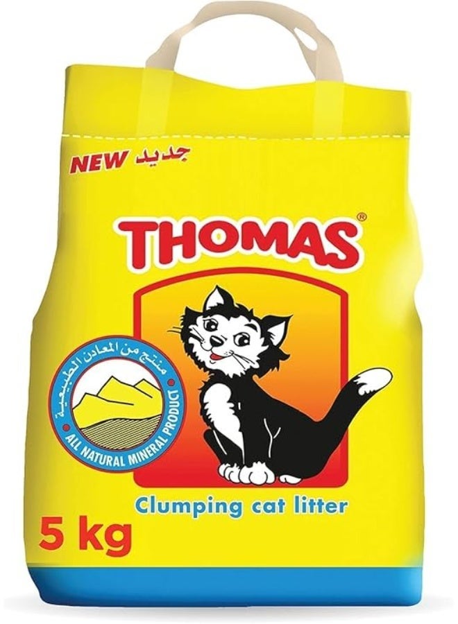 Thomas Cat Litter, Natural Minerals Litter Sand, it's Clumping and Highly Absorbent Nature Ensures Come Back to Litter Box with Comfort, Bag of 5/16kg - Image 1