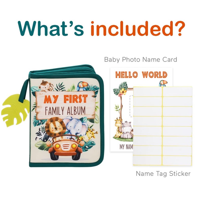 Urban Kiddyâ„¢ Baby's My First Family Album | Soft Photo Cloth Book Gift Set for Newborn Toddler & Kids (Woodland) - Image 2