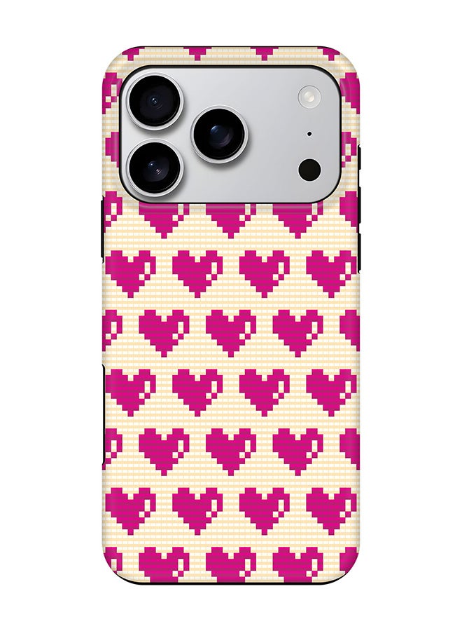 Stylizedd Tough Pro Magnetic Case for iPhone 17 Pro, Dual Layer hybrid PC + TPU Mobile Cover Matte - Pixel Hearts