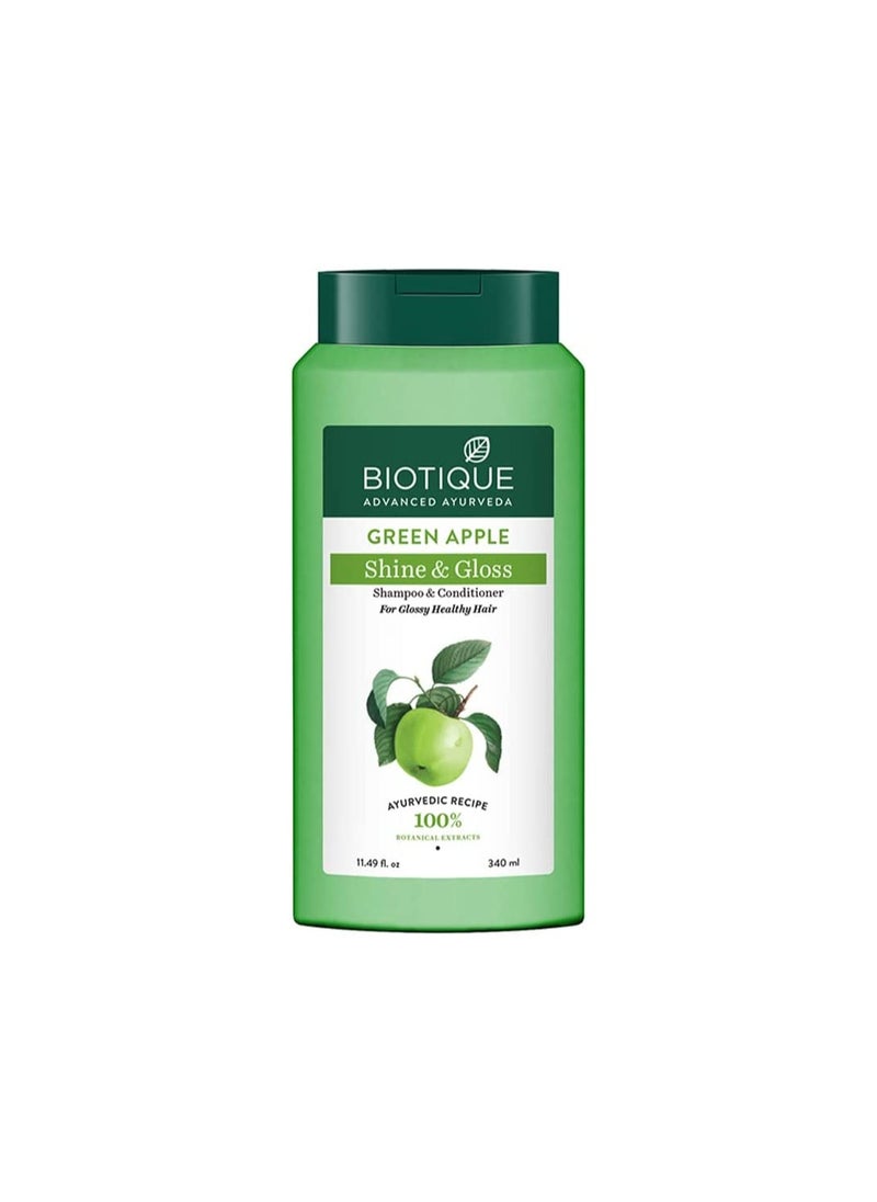 Biotique Biotique  Green Apple Fresh Daily Purifying Shampoo And Conditioner For Oily Scalp And Hair, 340Ml, Multi  - Image 1