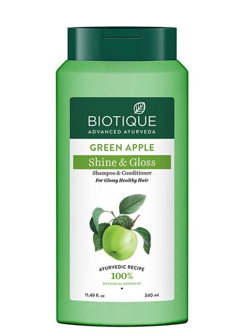 Biotique  Green Apple Fresh Daily Purifying Shampoo And Conditioner For Oily Scalp And Hair, 340Ml, Multi