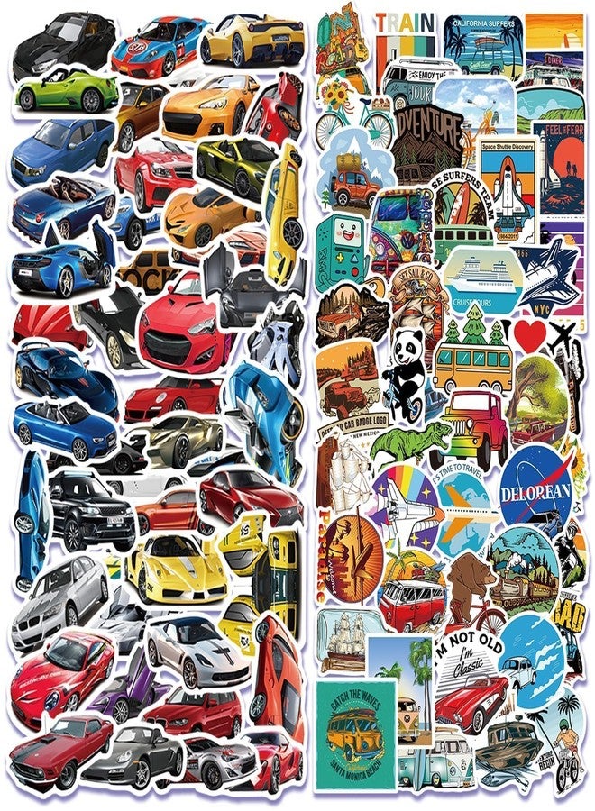 Aresvns 100 PCS Cool and Realistic Sports Car Stickers and Cute Cartoon Bike Decals, Computer Water Bottle Laptop Skateboard Suitcase Car Decal, PP/Polypropylene Waterproof Decals - Image 1