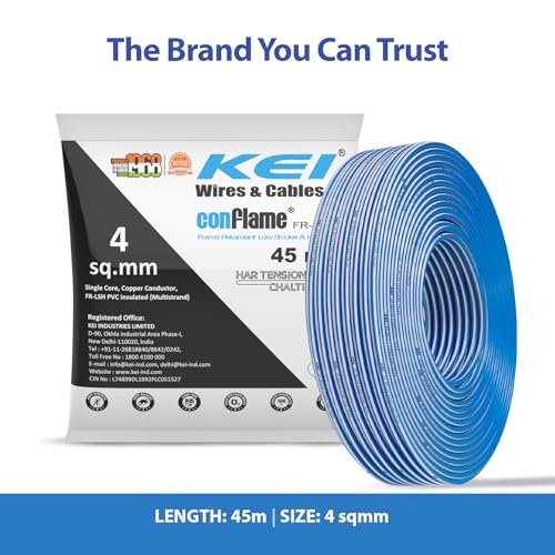 KEI CONFLAME FRLSH 4 sqmm 1 Core Copper Heat Resistant Flame Retardant Low Smoke & Halogen - Lead Free House Wire for Domestic & Industrial Electrical Wiring (Blue, 45 Meters) - Image 2