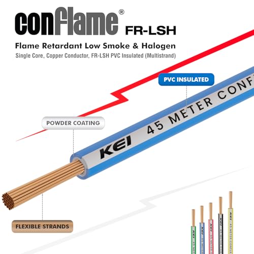 KEI CONFLAME FRLSH 4 sqmm 1 Core Copper Heat Resistant Flame Retardant Low Smoke & Halogen - Lead Free House Wire for Domestic & Industrial Electrical Wiring (Blue, 45 Meters) - Image 3