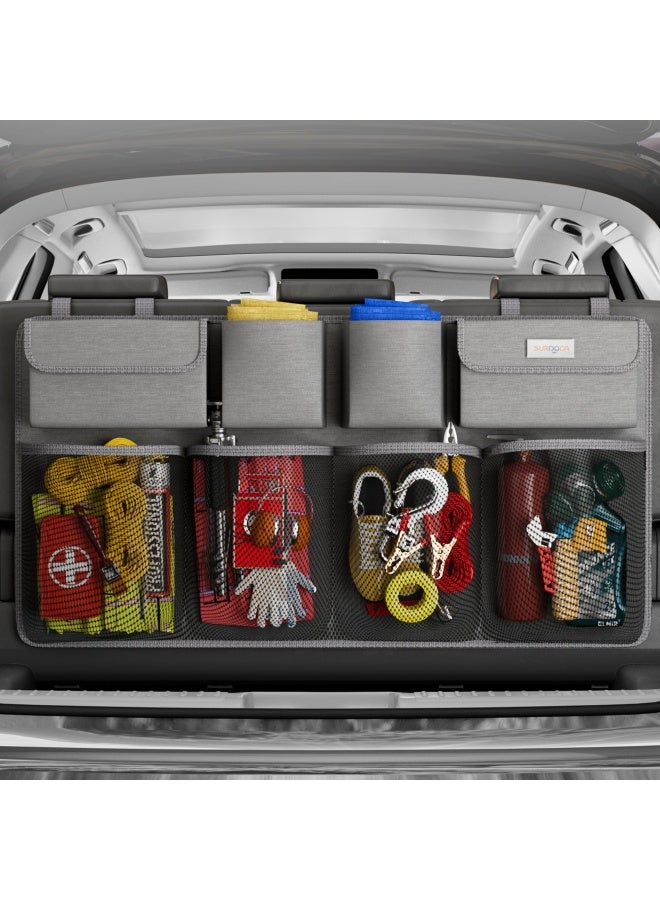 SURDOCA Car Trunk Organizer 3Rd Gen 7 Times Upgrade Auto Backseat Hanging Organizer Car Trunk Tidy Storage Bag With Lids Car Interior Accessories Space Saving Expert Grey  - Image 1