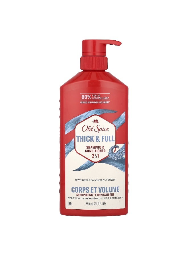 Old Spice Old Spice, 2 in 1 Shampoo & Conditioner, Thick & Full, Deep Sea Minerals, 21.9 fl oz (650 ml)  - Image 1