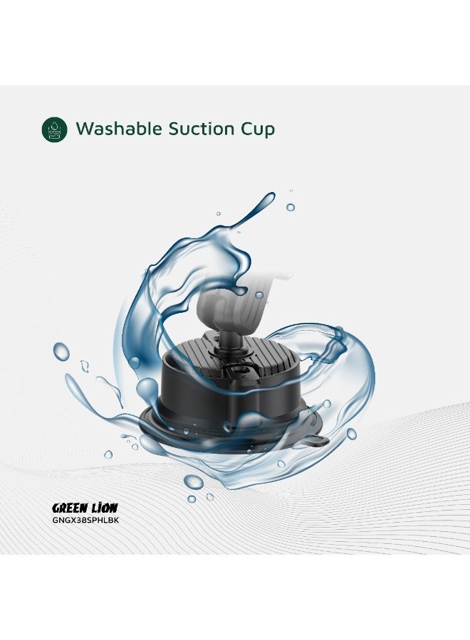 GREEN LION GX-38 Suction Phone Holder with 3 Axis Adjustment & Swivel Lock Base / Washable Suction Cup / Easy-Press Open & Close / Aluminum Alloy Rod / 360° Rotation - Black - Image 2