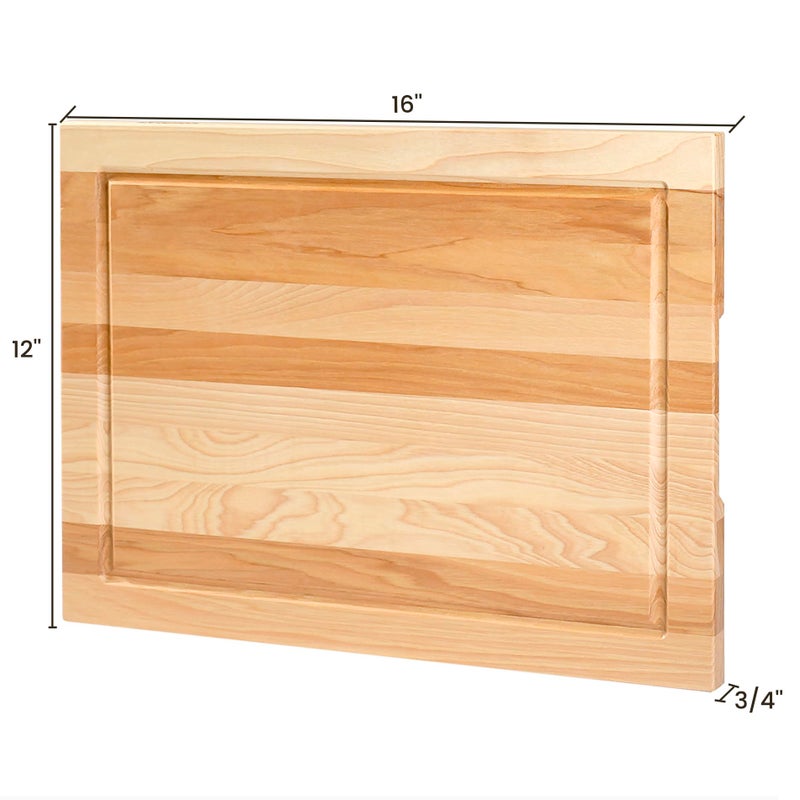 CONSDAN Wood Cutting Board for Kitchen, 16 x 12, USA Grown Solid Hickory Hardwood, Edge Grain, Chopping Board, Butcher Block with Juice Groove, Prefinished with Food-Safe Oil, 3/4" Thick - Image 3