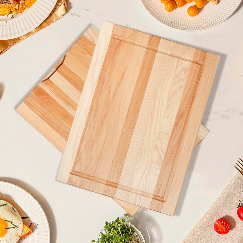 CONSDAN Wood Cutting Board for Kitchen, 16 x 12, USA Grown Solid Hickory Hardwood, Edge Grain, Chopping Board, Butcher Block with Juice Groove, Prefinished with Food-Safe Oil, 3/4" Thick - Image 2