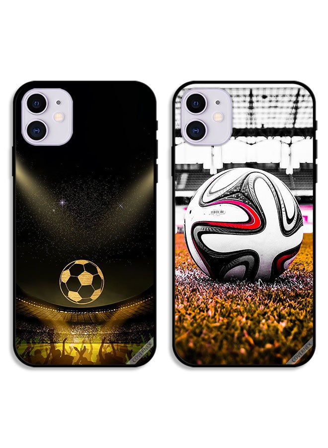 Covernex Two Cases For Apple iPhone 12 Protective Covers Black Retro Football - Image 1