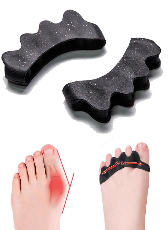 Durable Unisex Toe Separators with Sparkle Design for Yoga & Daily Use - Flexible Silicone toe Spacers for Bunions, One-Size-Fits-All for Men & Women (2PCS) (Black) - Image 1